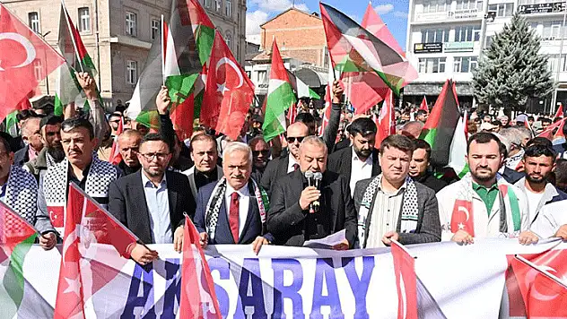 Aksaray'da 'Özgür Filistin, Özgür Gazze' mitingi düzenlendi