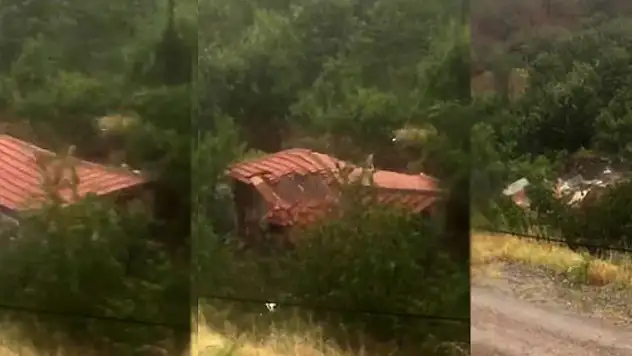 Amasya'da sel bir evi böyle yıktı
