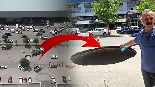 Ankara'da yol çöktü, 10 metrelik çukur oluştu 

