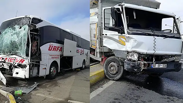 Ankara Konya yolunda yolcu otobüsü kamyonla çarpıştı: 2 yaralı