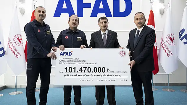 Ankara'daki okullarda Gazze için düzenlenen kermesten elde edilen gelir AFAD'a bağışlandı
