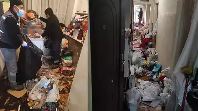 Anne ile oğlunun yaşadığı evden 45 ton çöp çıktı

