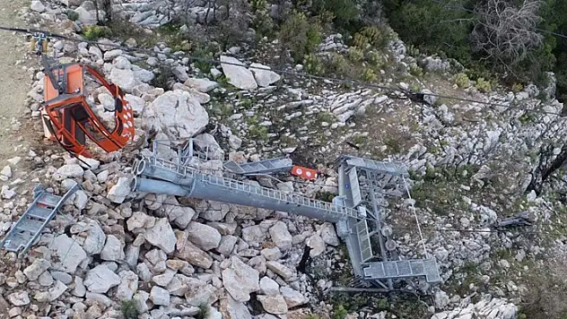 Antalya'daki teleferik kazasının enkazı havadan görüntülendi