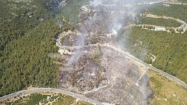 Antalya ile Konya sınırında yanan ormanda soğutma çalışmaları devam ediyor