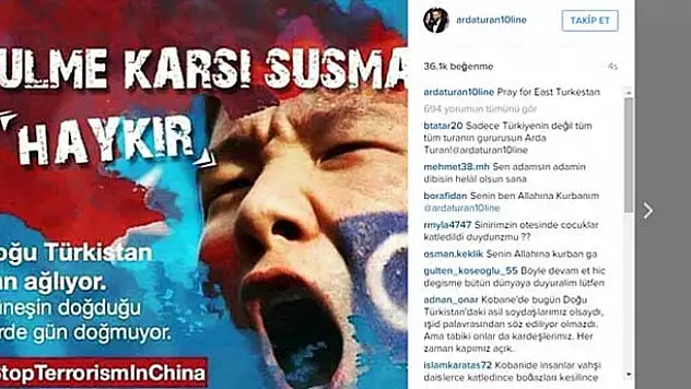 Arda Turan'dan 'Doğu Türkistan' mesajı