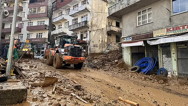 Artvin Borçka'da sağanağın ardından hasar tespit ve temizlik çalışması yapılıyor
