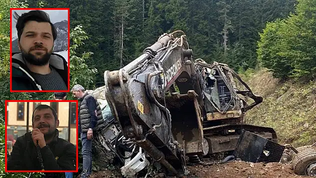 Artvin'de iş makinesi yüklü kamyon uçuruma yuvarlandı: 2 ölü
