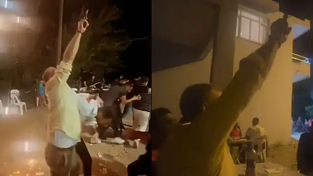 Asker eğlencesinde silahla ateş edip davetlilere korku dolu anlar yaşattı
