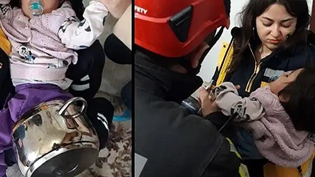 Ayağı düdüklü tencereye sıkışan bebeği itfaiye kurtardı
