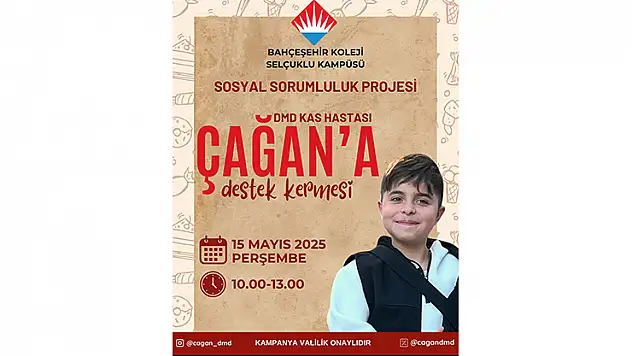 Bahçeşehir Koleji Selçuklu Kampüsü öğrencilerinden  Çağan'a destek kermesi