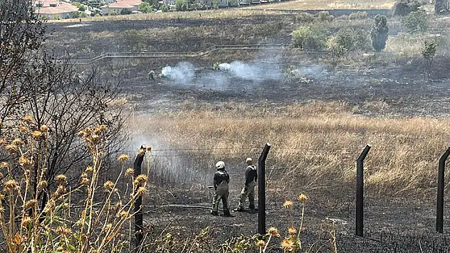Bahçeşehir'de otluk alan alev alev yandı, yol trafiğe kapatıldı