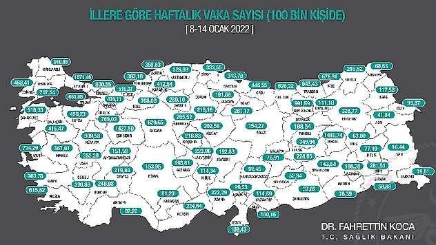 Bakan Koca güncel il il koronavirüs vaka haritasını paylaştı! Konya'da vaka sayısı artıyor