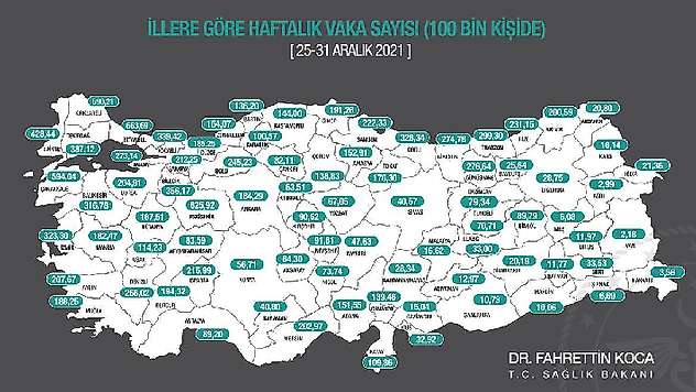 Bakan Koca haftalık vaka haritasını açıkladı
