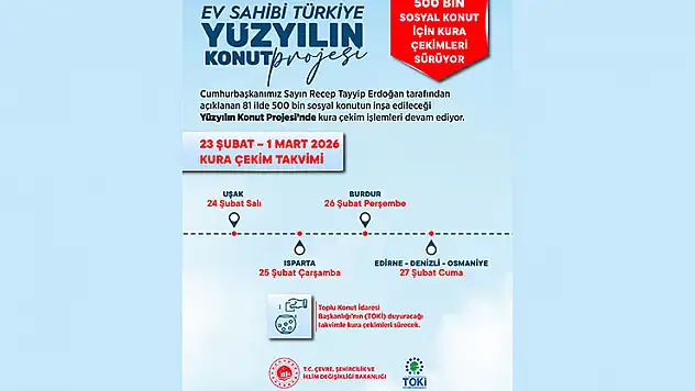 Bakan Kurum, 23 Şubat-1 Mart kura takvimini açıkladı