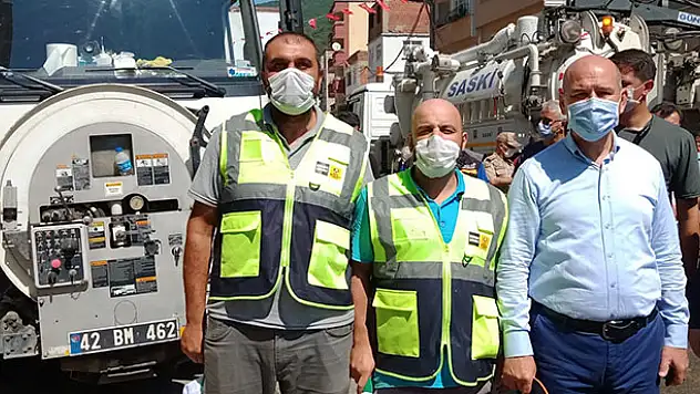 Bakan Soylu ve Kurum, Giresun'da Konya ekiplerini ziyaret etti