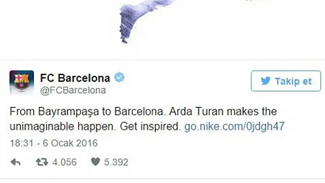 Barcelona'dan Arda için Bayrampaşa tweeti!
