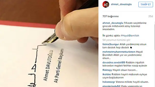 Başbakan Ahmet Davutoğlu Instagram'dan bu fotoğrafı paylaştı