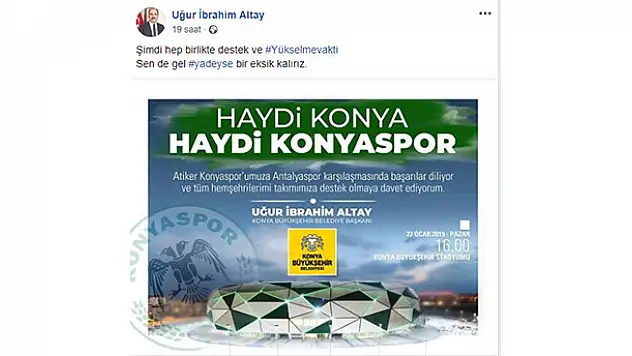 Başkan Altay'dan Destek Çağrısı