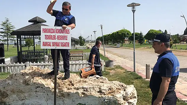 Beyşehir'de göl kenarındaki parklarda zabıtadan denetim