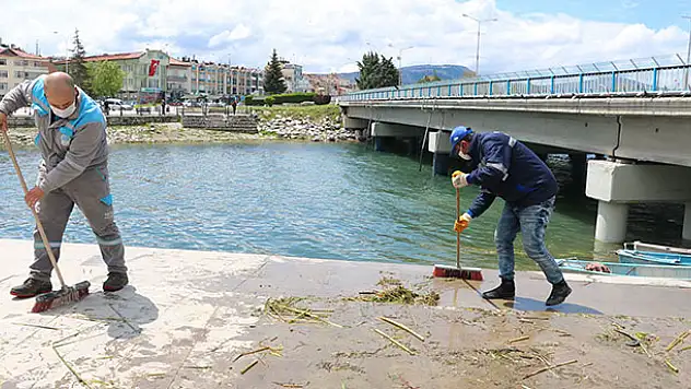Beyşehir Gölü kıyılarında temizlik çalışması