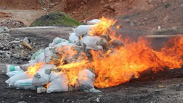Beyşehir Gölü'nden çıkarılan 'hayalet ağlar' yakıldı