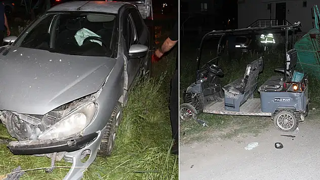Beyşehir'de elektrikli golf aracı ile otomobil çarpıştı: 3 yaralı