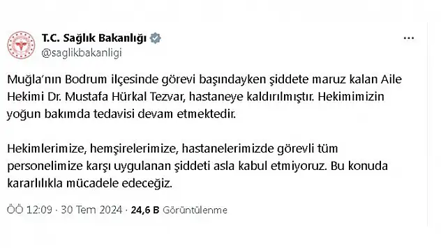 Bodrum'da aile sağlık merkezinde doktor ve hasta arasında darp iddiası fenalaşan doktor yoğun bakımda
