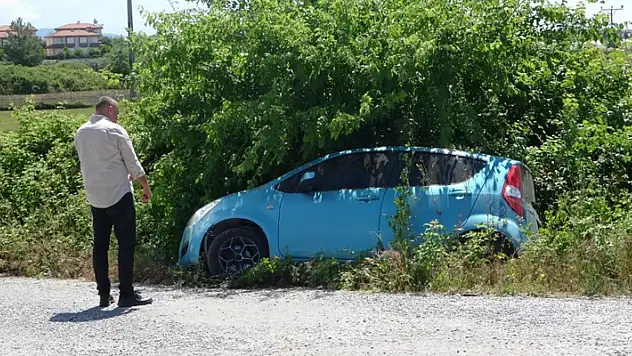Böğürtlenler şarampole inen otomobile hava yastığı oldu, sürücünün burnu dahi kanamadı
