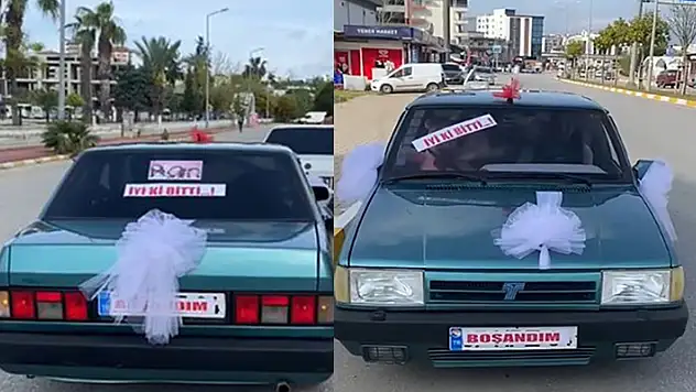 Boşandıktan sonra aracını gelin arabası gibi süsledi, ayrılığı şehir turu yaparak kutladı!