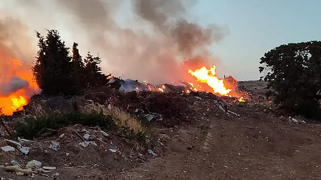 Bozcaada'da çöplük alandaki yangın 2.5 saatte söndürüldü

