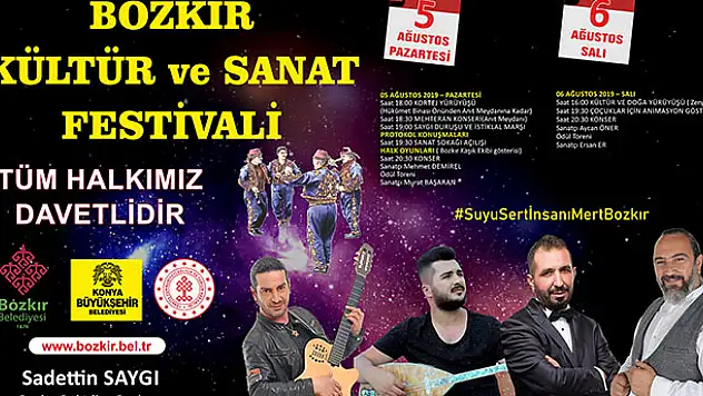 Bozkır'da 'Kültür ve Sanat Festivali' düzenlenecek