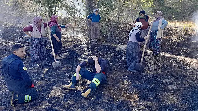 Bozkır'da kuru otlarla kaplı arazideki yangın büyümeden söndürüldü