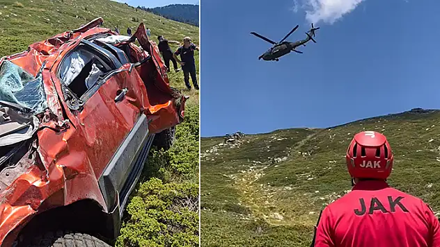 Bursa'da off-road aracı, 100 metrelik uçuruma düştü: 2 yaralı helikopterle alındı
