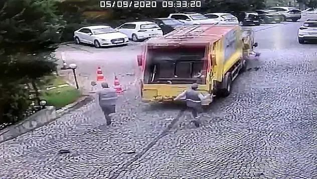 Çöp kamyonunun dehşete düşüren görüntüleri ortaya çıktı