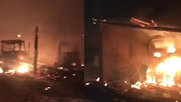 Çorum'da köyde yangın: Ev, kömürlük, 5 araç yandı

