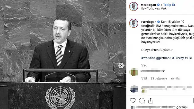 Cumhurbaşkanı Erdoğan'dan BM paylaşımı