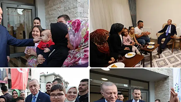 Cumhurbaşkanı Erdoğan, depremin 5'inci gününde kurtarılan aileyi yeni konutunda ziyaret etti
