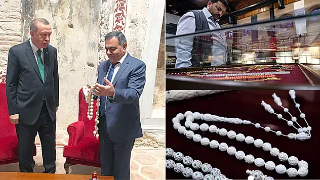 Cumhurbaşkanı Erdoğan'ın tespihinin eşi, Konya'da sergide