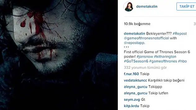 Demet Akalın, Game of Thrones hayranı çıktı