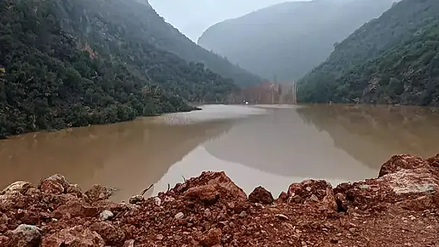 Deprem sonrası dağın yıkılıp, doğal göl oluşturduğu bölgede inceleme

