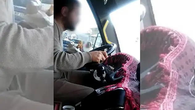 Direksiyon başında yemek yiyerek araç kullanan minibüs sürücüsüne ceza