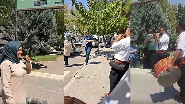 Direksiyon sınavını geçen eşini davul zurnayla karşıladı
