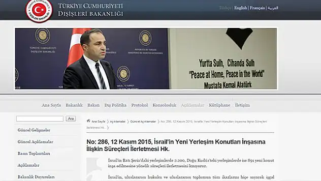 Dışişleri Bakanlığından İsrail'e kınama