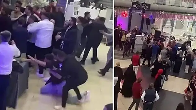 Düğün salonunda yumruklar havada uçuştu