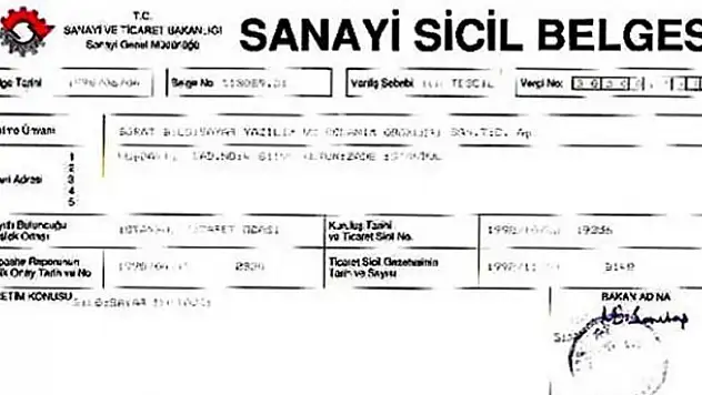 Elektronik sanayi sicil belgesi dönemi
