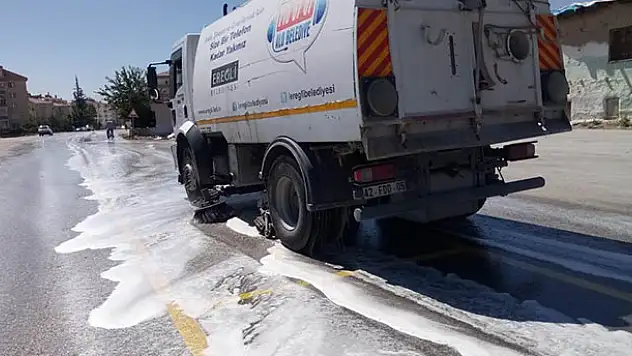 Ereğli'de caddeler sabunlu su ile yıkanıyor