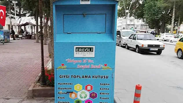 Ereğli'de giysi toplama kutuları ilgi görüyor