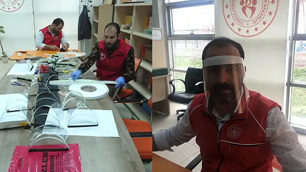Ereğli'de sağlık çalışanları için yüz koruyucu siper üretiliyor