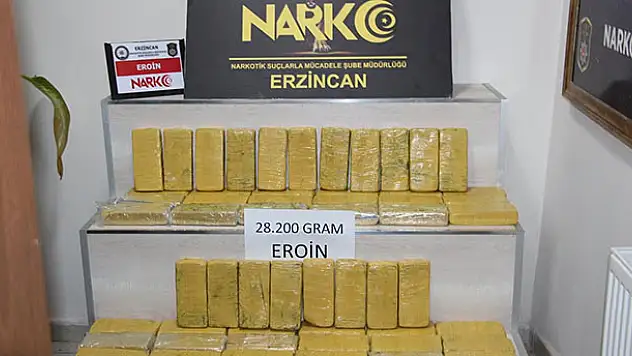 Erzincan'da 28 kilo 200 gram eroin maddesi ele geçirildi