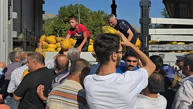 Geçen hafta 43 ton ücretsiz karpuz dağıtılan Tokat'ta bu sefer 25 ton kavun dağıtıldı
